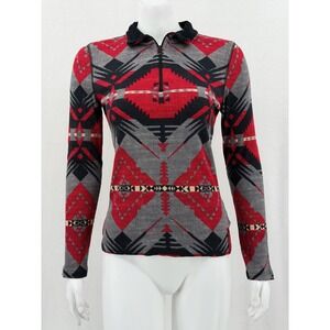 Aztec Navajo Southwest Ralph Lauren Red Gray Long Sleeve Top